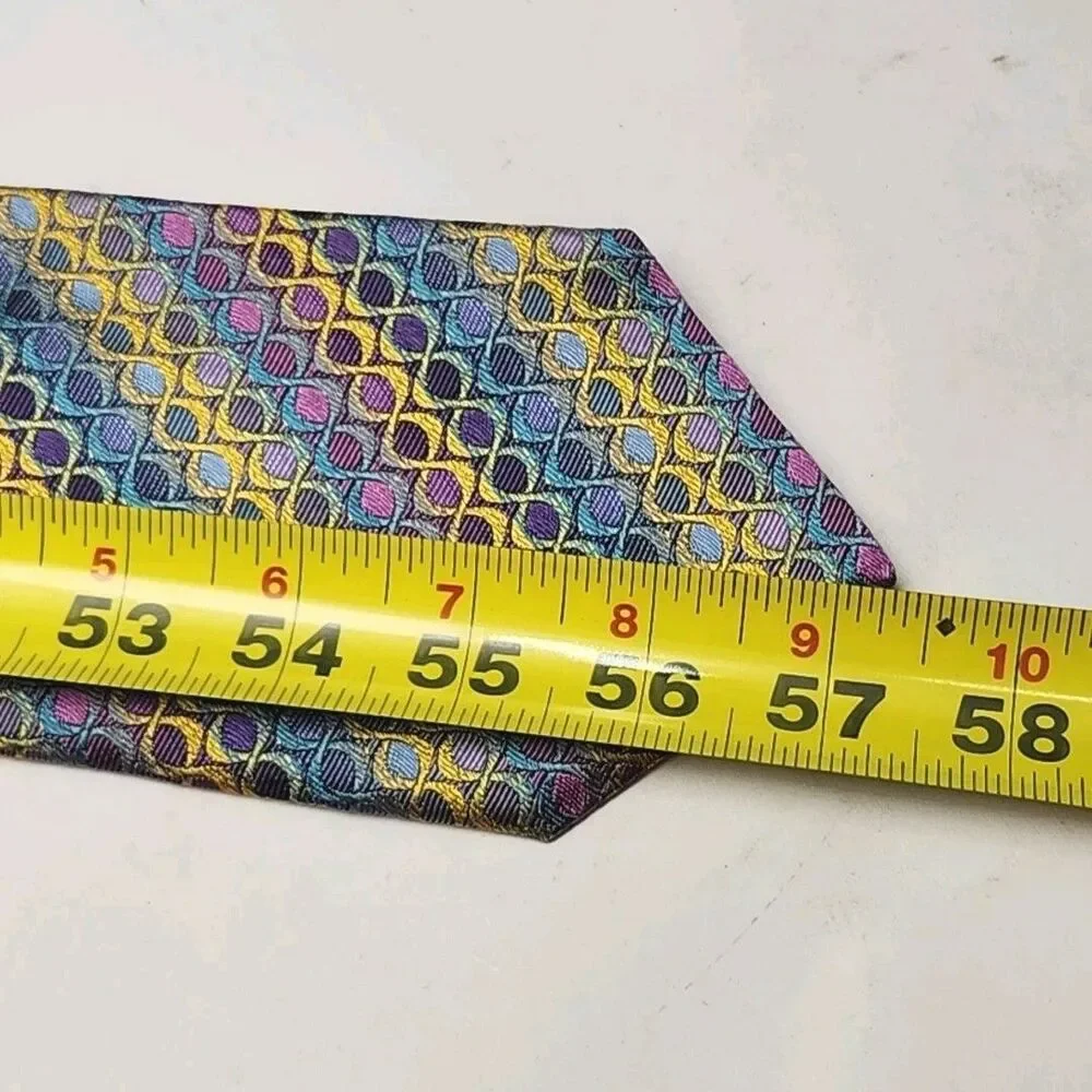 Missoni Cravatte Tie Men's Necktie 100% Silk Blue Purple Geometric Italy